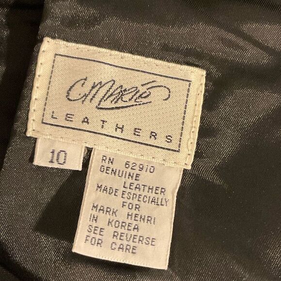 VTG C. Marie Leathers Black Leather Pleated Midi Skirt Size 10 - Picture 2 of 13